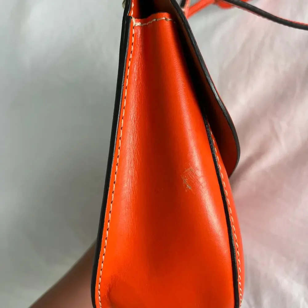 Dooney & Bourke Alto Orange Leather Saddle Crossbody Bag Purse - Picture 6 of 10